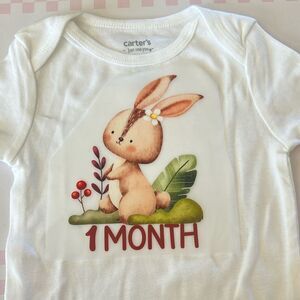 You pick size- made to order baby onesie milestone 1 month